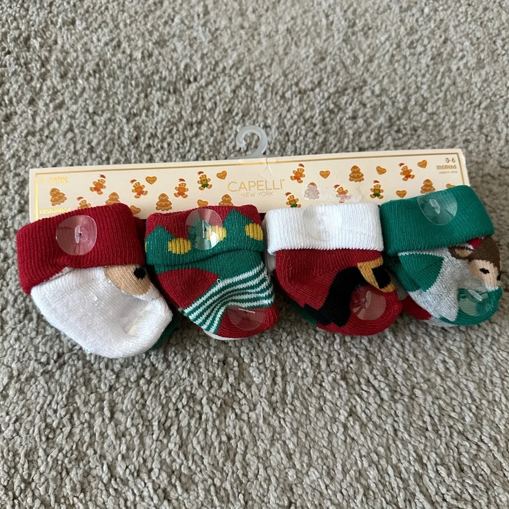 Capelli of New York Kids Holiday Socks Set - Red, Green, White